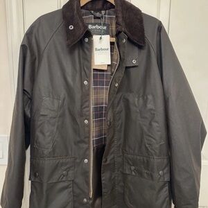 Barbour Dark Green Field Jacket with Plaid Lining
